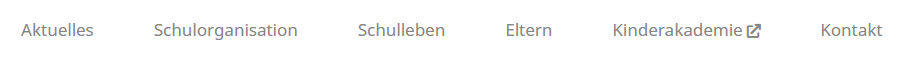 Hauptmenü der Internetseite